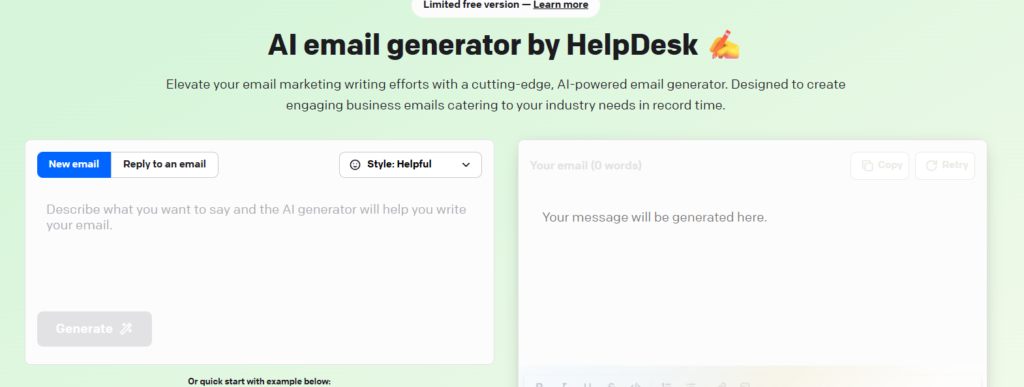 HelpDesk - ai Email generators