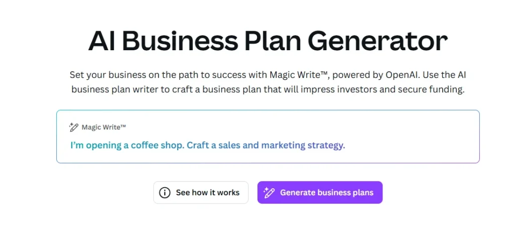 Canva - Ai Business Plan Generators