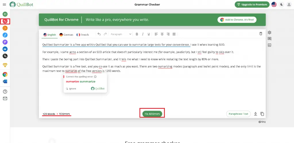 QuillBot - Best AI Grammar Checker Tools