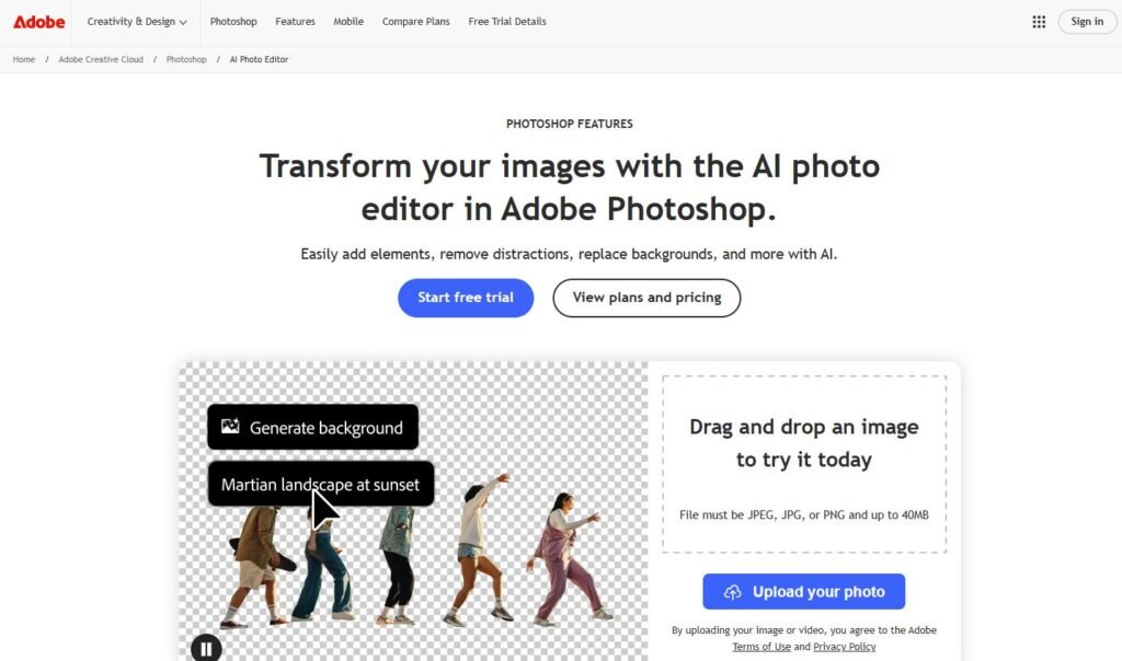 Adobe Photoshop - AI Image Editors Online