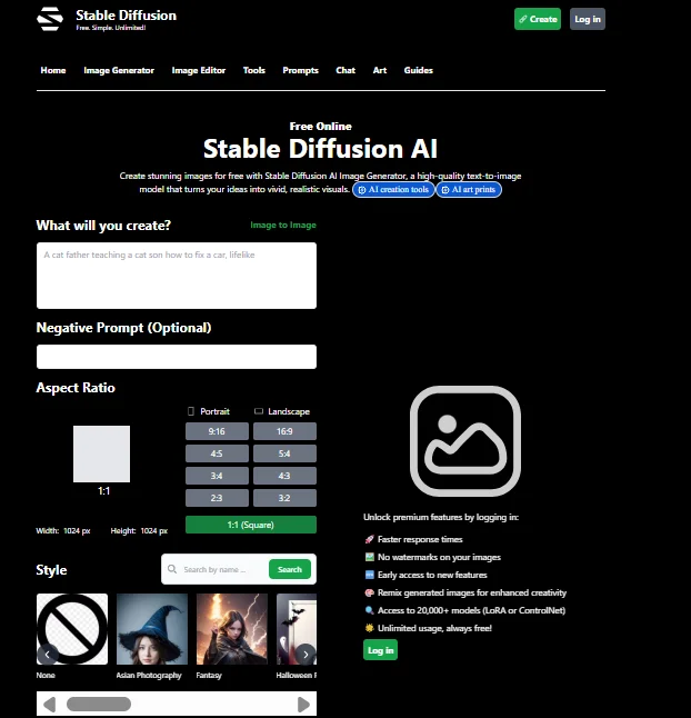 Stable Diffusion - AI illustration generator tools