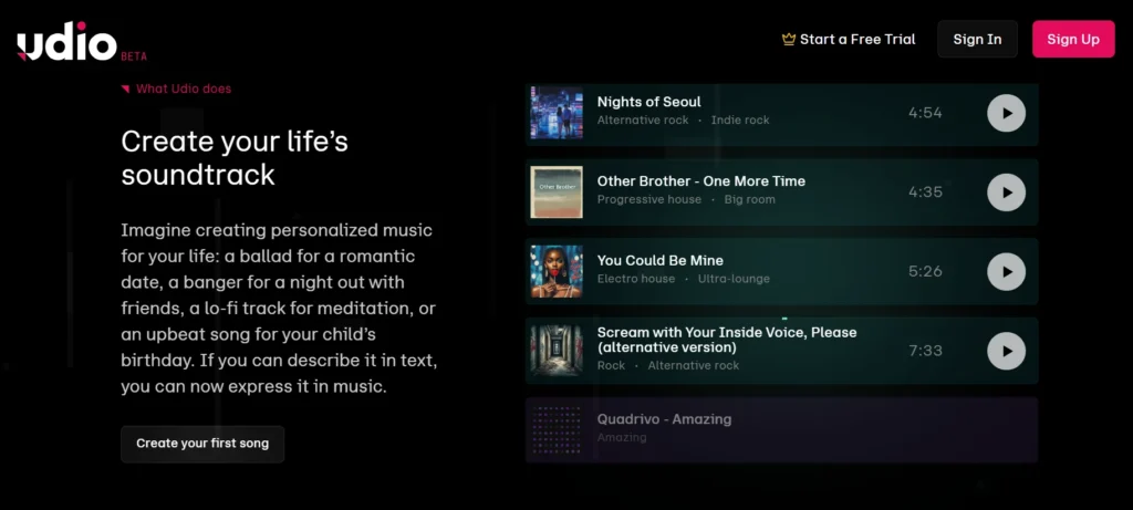 Udio - AI beat maker tools
