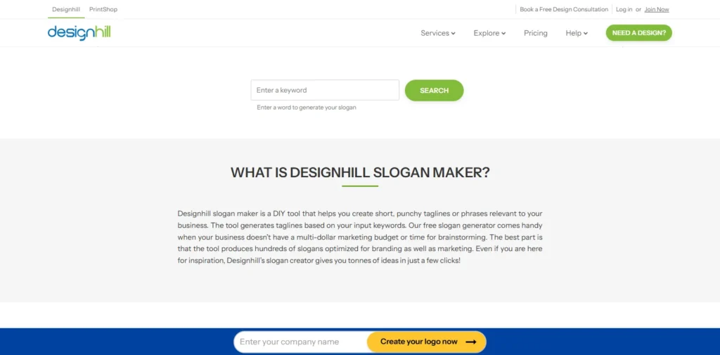 Design-hill | Tagline Generators