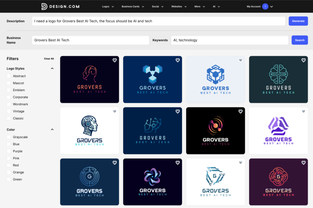 AI generating logo options