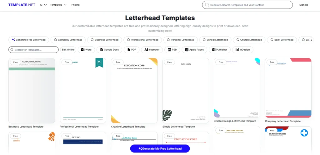Template.net - Top AI Letterhead Generators