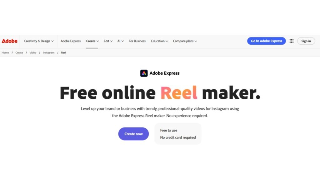 adobe - Top Instagram Reel Maker Tools