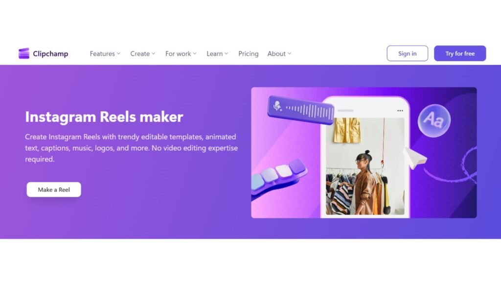 clipchamp - Top Instagram Reel Maker Tools
