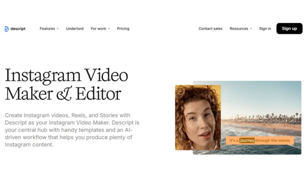 descript - Top Instagram Reel Maker Tools