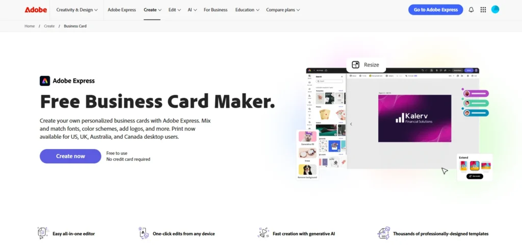 Adobe | AI Business Card Generators