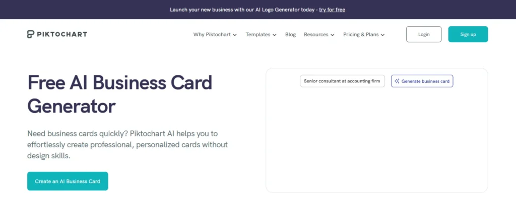 Piktochart | business card maker