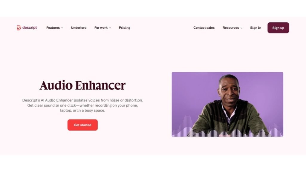Descript AI audio enhancer tool