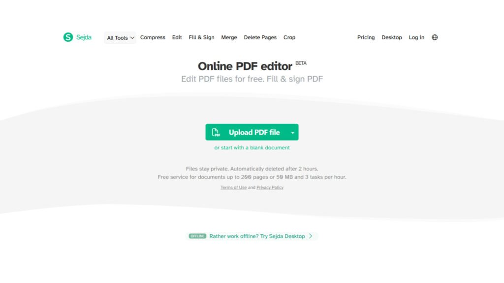 sejda - Best PDF Editor Tools Online