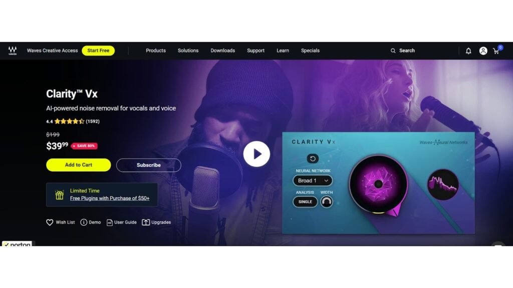 Waves Clarity Vx AI audio enhancer tool