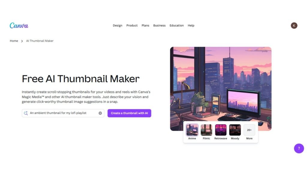 Canva Free AI Thumbnail Maker