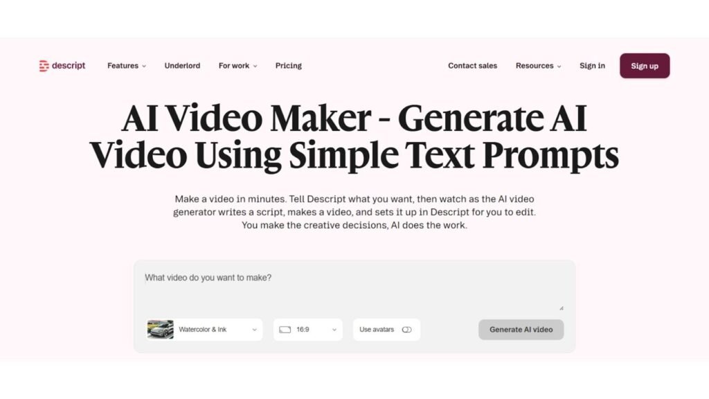 descript - AI Text to Video Generators