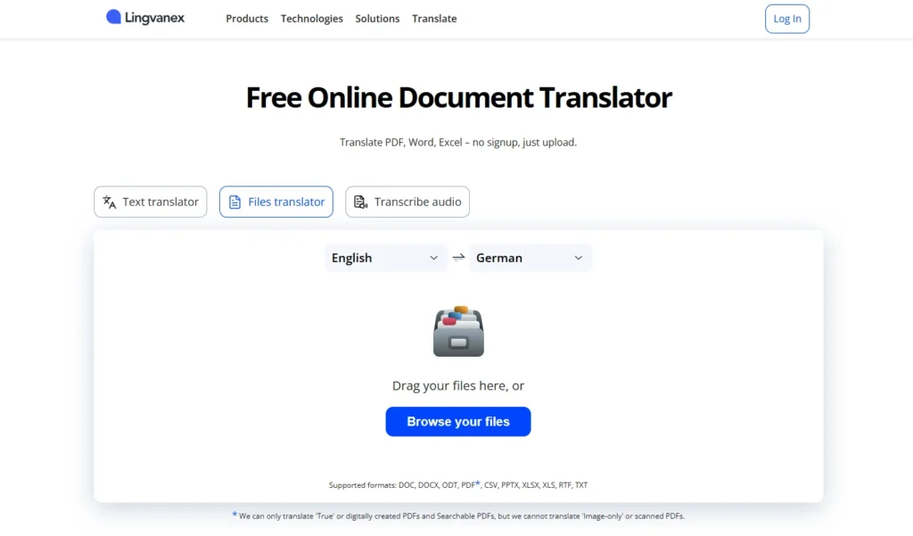 Lingvanex - Best AI Document Translators